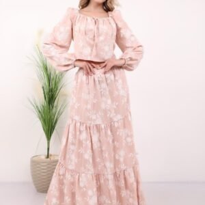 Pink Floral Skirt Set