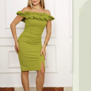 Lime Green Ruched Bodycon Dress