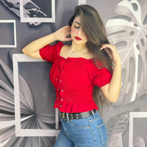 Red Puff Sleeve Blouse