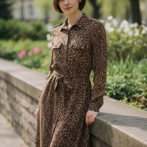 Brown Patterned Dress