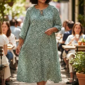 Loose polka dot dress with sleeves