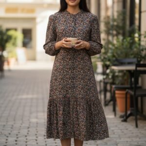 Women’s multicolor floral patterned dress with an elegant, soft design
