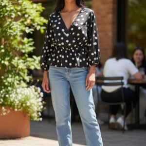 Black Dress with White Polka Dots