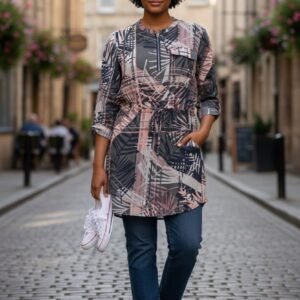 Abstract Print Long Sleeve Top