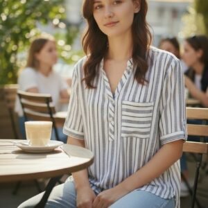 White Striped Blouse