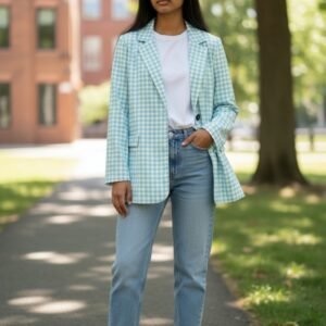 Light Blue Striped Blazer