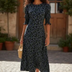 Olive Green Floral Maxi Dress