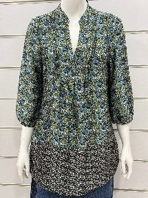Women’s Long Sleeve Floral Print Blouse with V-Neck in Multicolor
