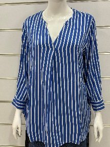 Blue White Striped Women’s Blouse – Casual Elegant Top