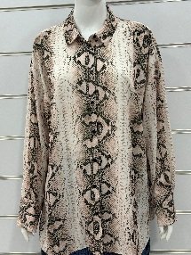 Women’s Snake Print Blouse with Button Neck – Bold Elegant Style