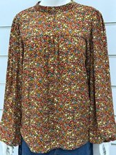 Women’s Brown Floral Print Long Sleeve Blouse