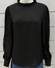 Black Long Sleeve Basic Blouse for Women