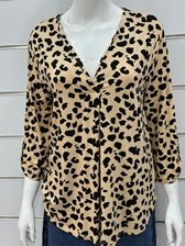 Elegant Women’s Leopard Print Wrap Top – Long Sleeve