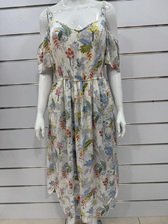 Beige floral dress with half sleeves