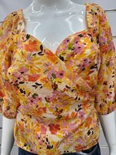 Orange Floral Blouse