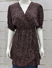 Brown floral V-neck dress